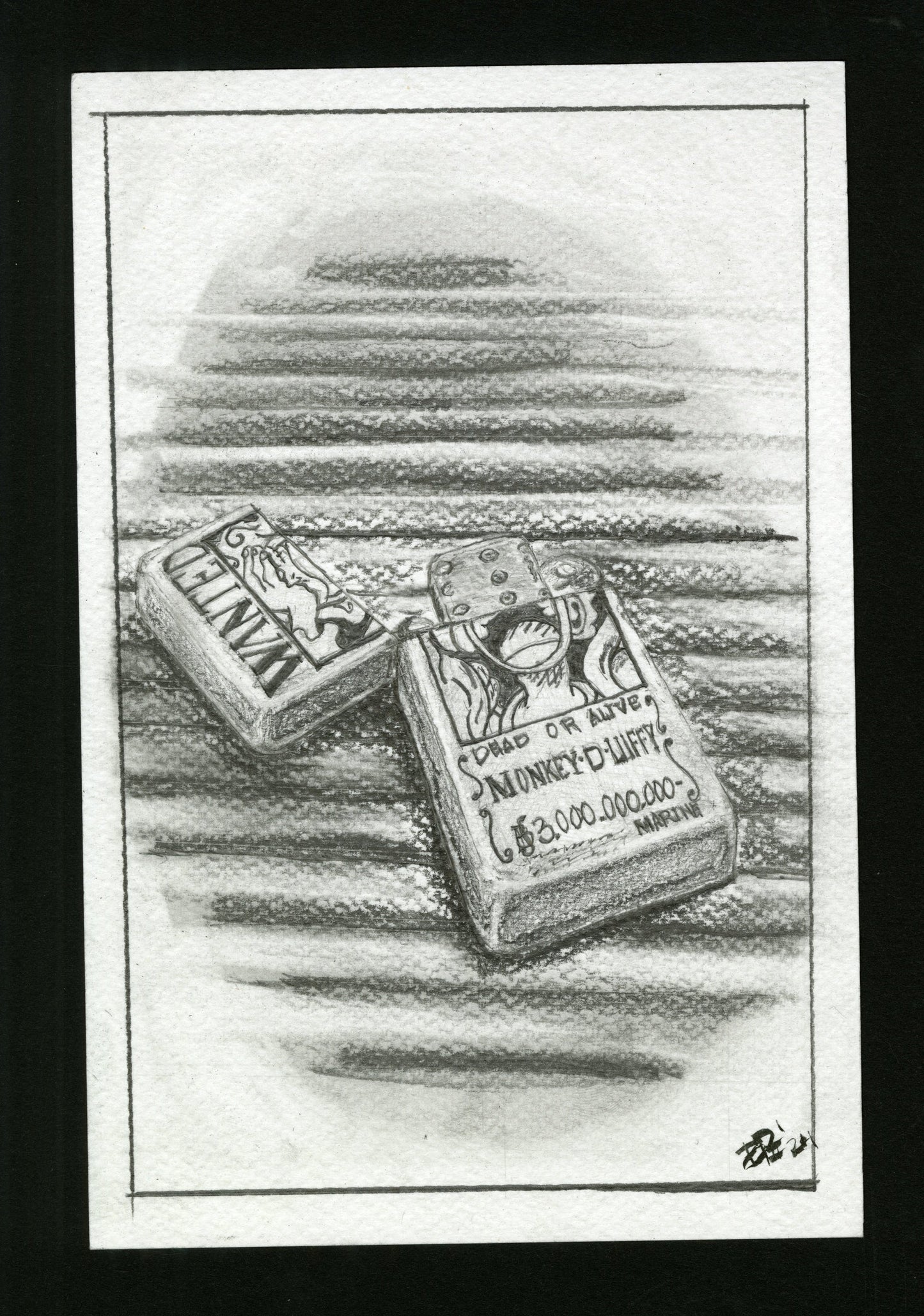 Luffy, graphite drawing of a lighter