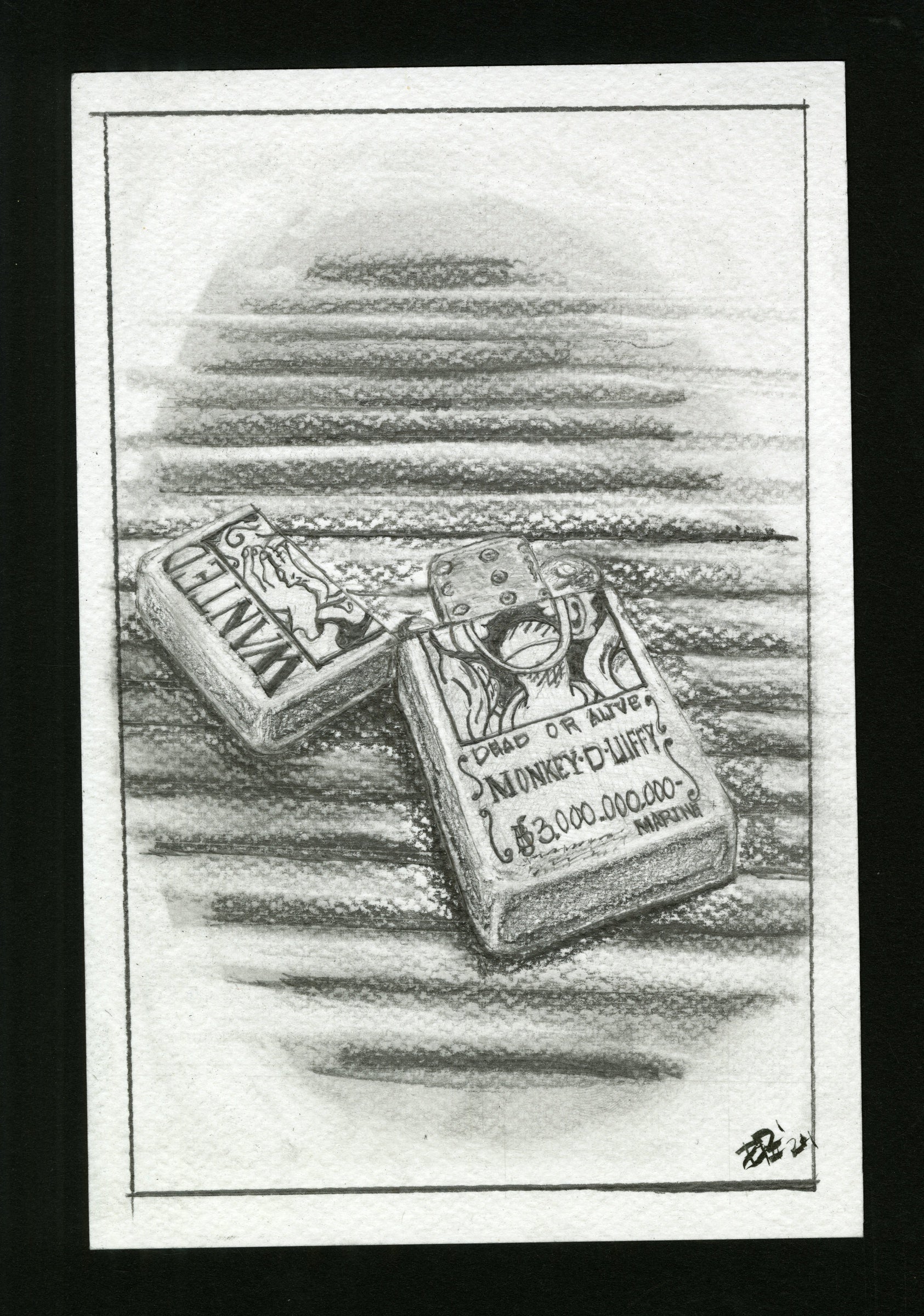 Luffy, graphite drawing of a lighter